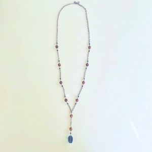 Blue and Brown Bead Pendant Necklace